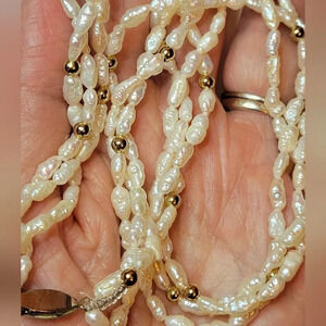Seed pearl freshwater necklace  baroque milky white